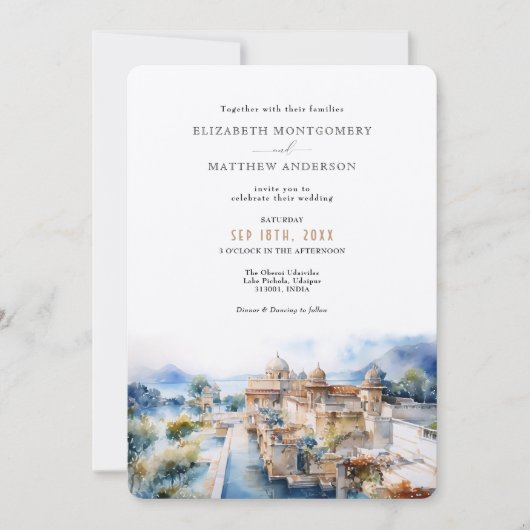 Oberoi Udaivilas Lake Pichola India Wedding Einladung (Vorderseite)
