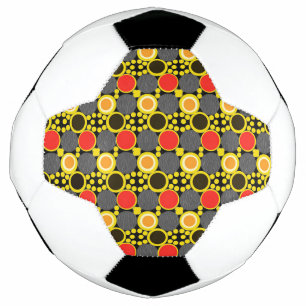 Oberschenkel der Harmonie: Kreise in Rot, Braun un Fußball