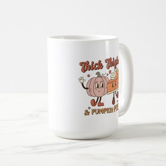 Oberschenkel & Pumpkin Pies Funny Retro Erntedank Kaffeetasse (VorderseiteRechts)