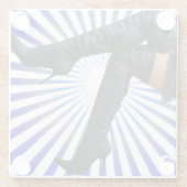 Oberschenkelhochstiefel - Blaue Sternexplosion Glasuntersetzer (Rückseite)