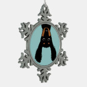 Oberseite - unten Dackel-Weihnachten Schneeflocken Zinn-Ornament (Links)