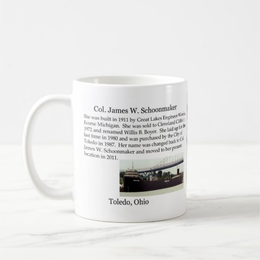 Oberst James M. Schoonmaker Info-Tasse Kaffeetasse (Links)