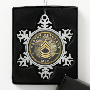 Oberstabsfeldwebel MSG Schneeflocken Zinn-Ornament