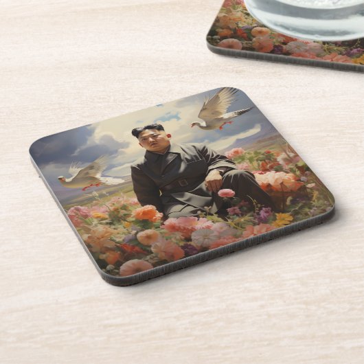 Oberster Führer Kim Jong Un Getränkeuntersetzer (Linke Seite)