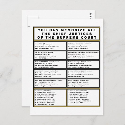 Oberster Gerichtshof Postcard Funny Chief Justice  Postkarte (Vorne/Hinten)