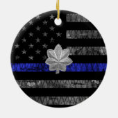 Oberstleutnant Thin Blue Line Flag gestört Keramik Ornament (Hinten)