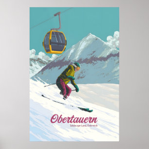 Obertauern Österreich Skigebiet Reiseplakat Poster