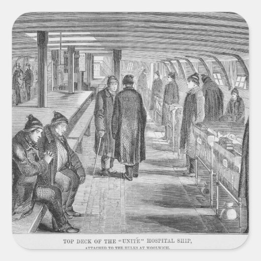Oberteil des "Unite"-Krankenhausschiffes, befestig Quadratischer Aufkleber (Vorderseite)