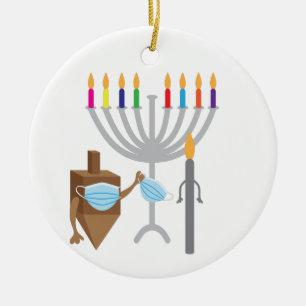 Oberteil und Kerze mit Gesichtsmaske Keramik Ornament