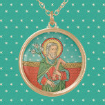 Obertorso von St. Joseph (Detail; VVP 09) Vergoldete Kette<br><div class="desc">In diesem Detail eines belgischen Ausdrucks aus dem 19. Jahrhundert steht ein reifer, grauhaariger St. Joseph vor einer roten Wand, die mit einem goldgelben Schnitt hängt. Der Wandteppich ist gemustert mit gleichbewaffneten Kreuzen, die in rotierten Quadraten eingeschlossen sind. Wie es aufgehängt wird, trotzt logischer Erklärung, weil der Hintergrund aus einem...</div>