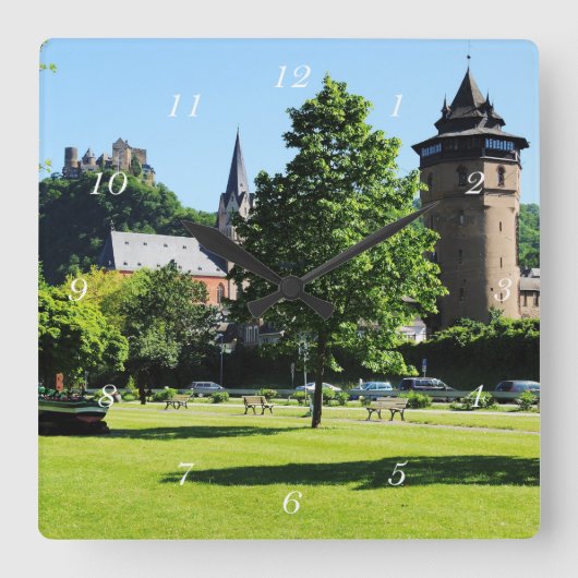 Oberwesel am Rhein Quadratische Wanduhr (Vorderseite)