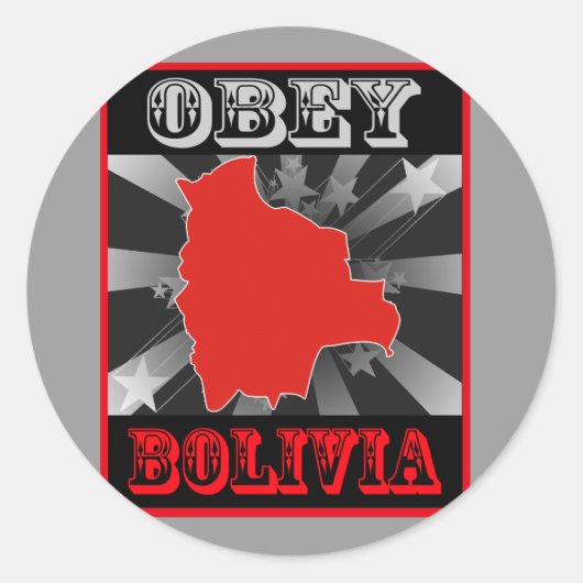 Obey Bolivia Runder Aufkleber (Vorderseite)