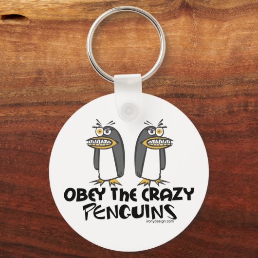 Obey The Crazy Pinguins Cartoon Schlüsselanhänger (Vorderseite)