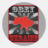 Obey Ukraine Runder Aufkleber (Vorderseite)