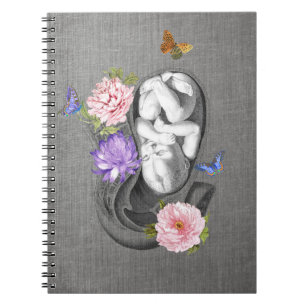 OBGYN Anatomie florale Art Womb Baby Design 1 Notizblock
