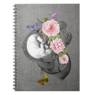 OBGYN Anatomie florale Art Womb Baby Design 2 Notizblock