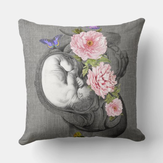 OBGYN Anatomy Floral Art Womb Babydekor Design 2 Kissen (Rückseite)