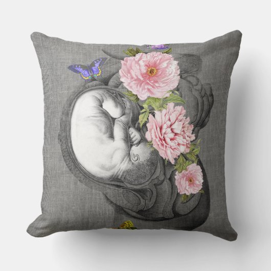 OBGYN Anatomy Floral Art Womb Babydekor Design 2 Kissen (Vorderseite)