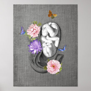 OBGYN Anatomy Floral Art Womb Babydekor Print 1 Poster