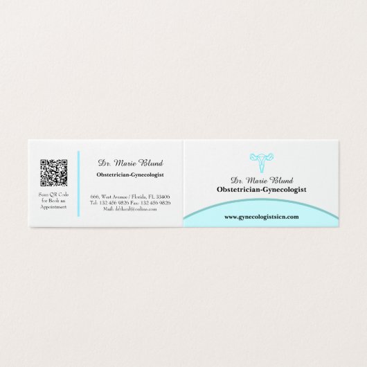 OBGYN Aquamarin Modern Elegant mit QR-Code (Außenseite Aufgefaltet)