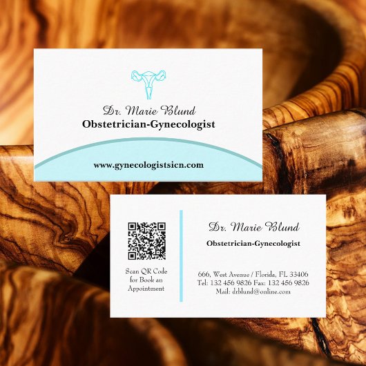 OBGYN Aquamarin Modern Elegant mit QR-Code Visitenkarte