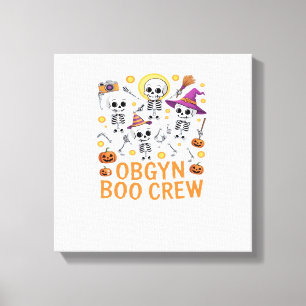 OBGYN Boo Crew Krankenschwester Skelett Tanz Hallo Leinwanddruck