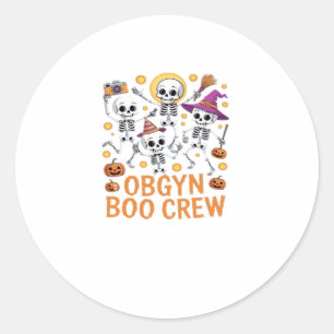 OBGYN Boo Crew Krankenschwester Skelett Tanz Hallo Runder Aufkleber