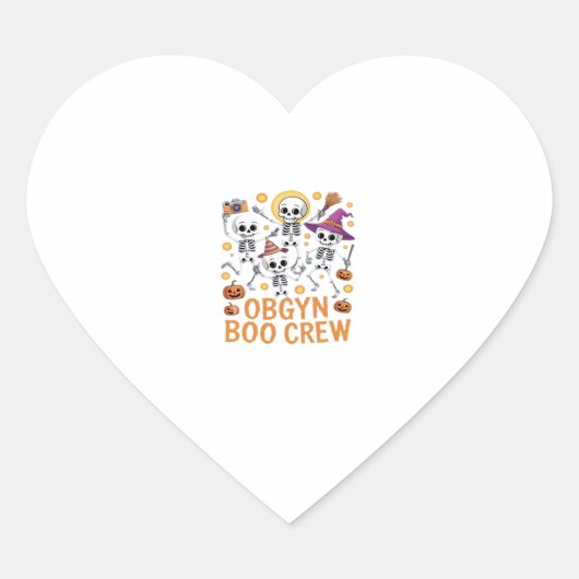 OBGYN Boo Crew Nurse Skeleton Dancing Halloween Sp Herz-Aufkleber (Vorderseite)