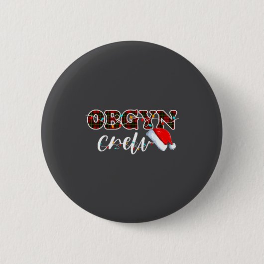 Obgyn Crew Christmas Lights Santa Hat  Button (Vorderseite)