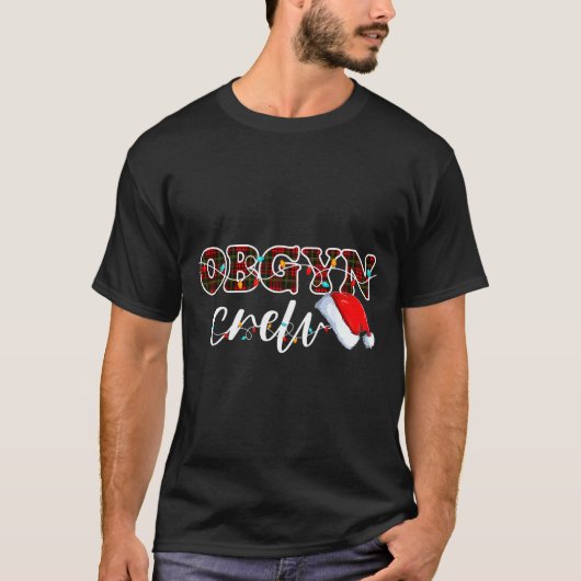 Obgyn Crew Christmas Lights Santa Hat T-Shirt (Vorderseite)