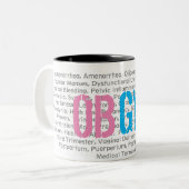 OBGYN Medical Terminology Pink/Blue, 11 Oz weiß Zweifarbige Tasse (Vorderseite Links)