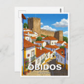 Obidos Portugal Travel Postkarte (Vorne/Hinten)
