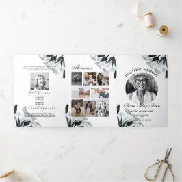 Obituary Celebration Life Foto Schwarz-weiß Lily Dreifach Gefaltete Einladung