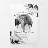 Obituary Celebration Life Foto Schwarz-weiß Lily Dreifach Gefaltete Einladung (Cover)