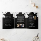 Obituary Celebration of Life Foto Blume White Dreifach Gefaltete Einladung (Innenseite)