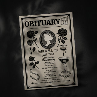 Obituary Newspaper 30. Geburtstag RIP Meine 20er Einladung