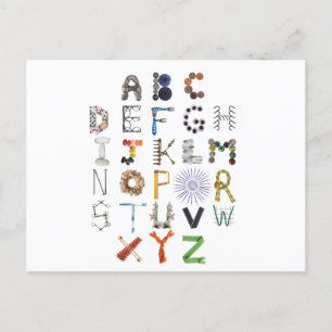 Object Alphabet Postcard   Zurück zur Schule ABC A Postkarte