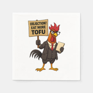 Objection! Eat More Tofu – Rooster Lawyer Protest  Serviette
