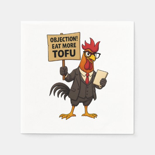 Objection! Eat More Tofu – Rooster Lawyer Protest  Serviette (Vorderseite)