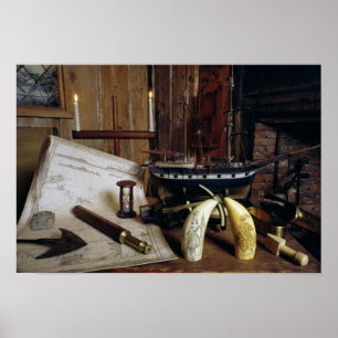 Objekte eines Captain's Desk aus dem 19. Jahrhunde Poster