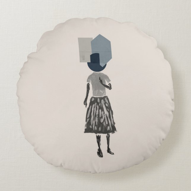 objet_14_eine Frau_1 Rundes Kissen (Vorderseite)