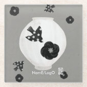 objet_22_Kamelie,Vogel und Töpferei Glasuntersetzer (Vorderseite)