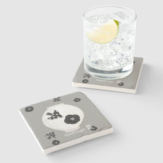 objet_22_kamelie,Vogel und Töpferei Steinuntersetzer (Seitenansicht)