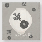 objet_22_kamelie,Vogel und Töpferei Steinuntersetzer (Vorderseite)