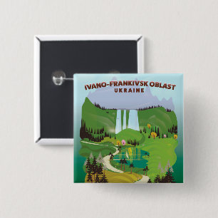 Oblast Ukraine Reiseplakat von Ivano-Frankivsk Button