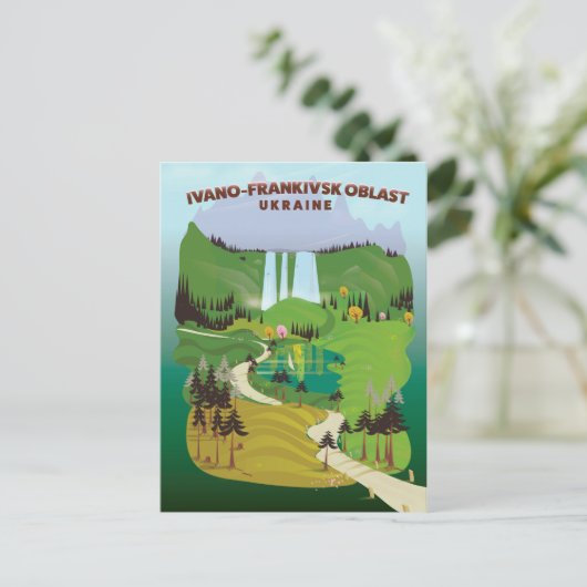 Oblast Ukraine Reiseplakat von Ivano-Frankivsk Postkarte (Stehend Vorderseite)
