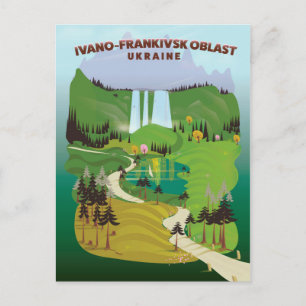 Oblast Ukraine Reiseplakat von Ivano-Frankivsk Postkarte