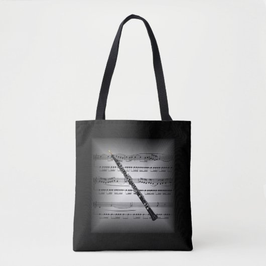 Oboe ~ 3-D Sheet Music ~ Pillow Grau/Black ~ Tasche (Vorderseite)