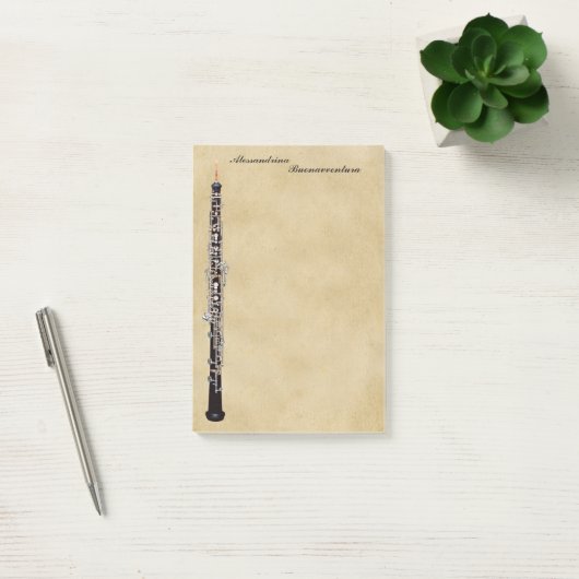 Oboe auf Pergament-Blick-kundengerechtem Namen Post-it Klebezettel (Büro)