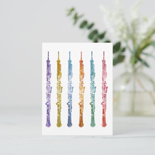 Oboe Crayons Postkarte (Stehend Vorderseite)